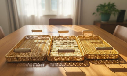 Wooden Serving Tray Set of 3 – Multipurpose Nesting Trays for Kitchen, Dining & Home Décor