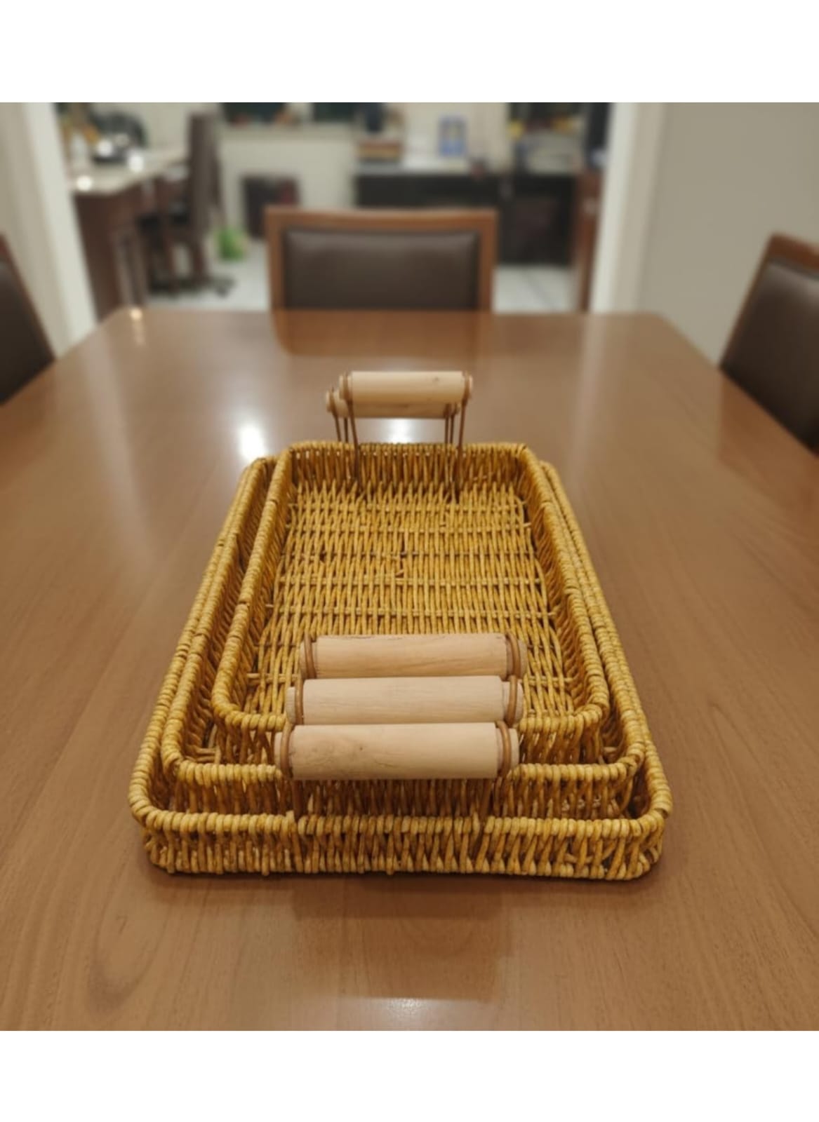 Wooden Serving Tray Set of 3 – Multipurpose Nesting Trays for Kitchen, Dining & Home Décor
