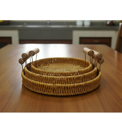 Wooden Serving Tray Set of 3 – Multipurpose Nesting Trays for Kitchen, Dining & Home Décor